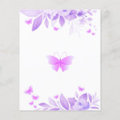 Budget Paarse vlinder bruidsdouche uitnodiging Flyer (Achterkant)