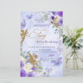 Budget Paarse Vlinders Fairy Eerste Verjaardag (Staand voorkant)