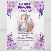 Budget Paarse Waterverf Dragon Baby 1e Verjaardag Flyer (Voorkant)