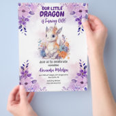 Budget Paarse Waterverf Dragon Baby 1e Verjaardag Flyer (Hand)