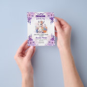 Budget Paarse Waterverf Dragon Baby shower Flyer (Hand)