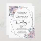 Budget Paarse Waterverf Floral Weddenschap (Voorkant / Achterkant)