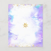 Budget Paarse Waterverf Sweet 16 Gold Invitation (Achterkant)