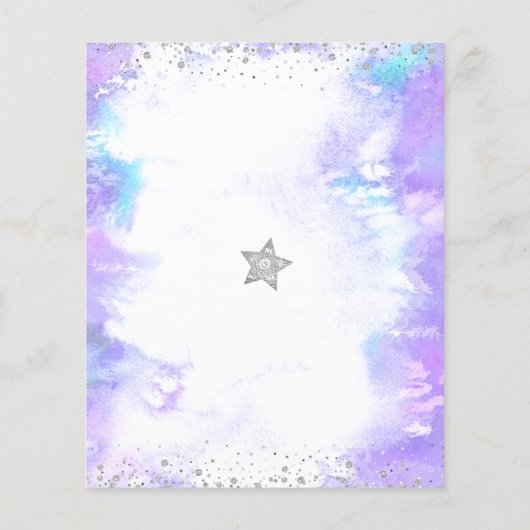 Budget Paarse Waterverf Sweet 16 Silver Invite (Achterkant)