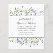 Budget Paarse Waterverf Wisteria Floral Weddenscha (Voorkant)