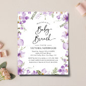 Budget Paarse Wildbloemen Baby Brunch Uitnodiging