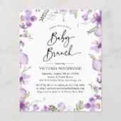 Budget Paarse Wildbloemen Baby Brunch Uitnodiging (Voorkant)