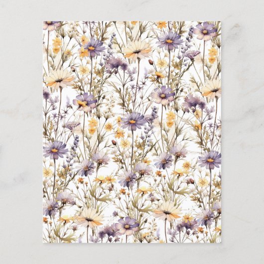 Budget Paarse Wildbloemen Baby shower Uitnodiging (Achterkant)