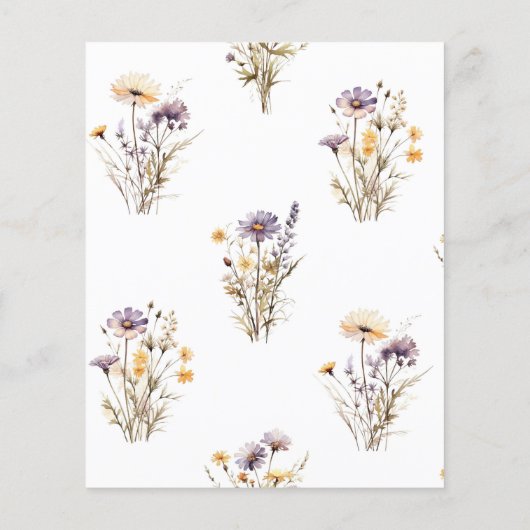 Budget Paarse Wildbloemen bruiloft uitnodiging (Achterkant)