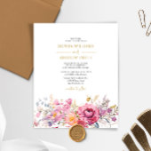 Budget Paarse Wildbloemen bruiloft uitnodiging