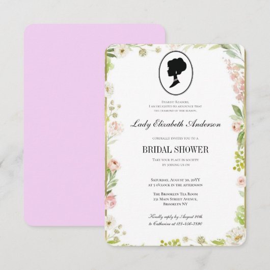 Budget paarse wilde bloemen Bridgerton Vrijgezelle Kaart (Voorkant / Achterkant)