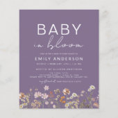 Budget Paarse Wildflower Baby in Bloom Baby shower (Voorkant)