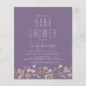 Budget Paarse Wildflower Boho Baby shower (Voorkant)