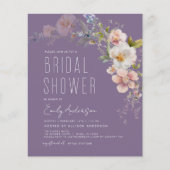 Budget Paarse Wildflower Bridal Shower Invitation Flyer (Voorkant)