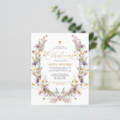 BUDGET Paarse Wildflowers Doopuitnodiging (Staand voorkant)