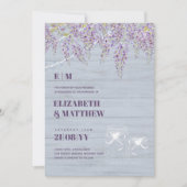 Budget Paarse Wisteria Dusty Blue Wedding Kaart (Voorkant)