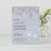 Budget Paarse Wisteria Dusty Blue Wedding Kaart (Staand voorkant)