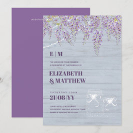 Budget Paarse Wisteria Dusty Blue Wedding Kaart