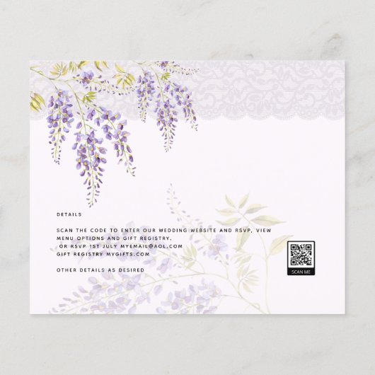 BUDGET Paarse Wisteria PHOTO Weddenschap Invite Flyer (Achterkant)
