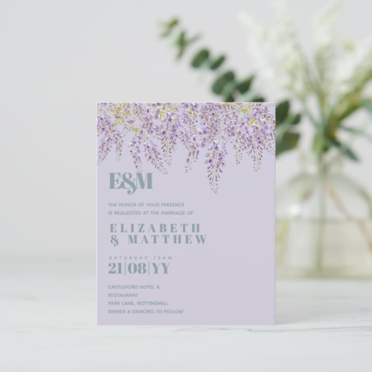 BUDGET Paarse Wisteria Sage Floral Garden Weddensc (Staand voorkant)