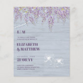 Budget Paarse Wisteria Stofblauw Bruiloft Flyer (Voorkant)