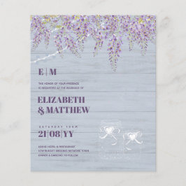 Budget Paarse Wisteria Stofblauw Bruiloft Flyer