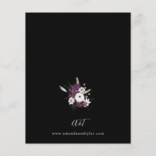 Budget Paarse & witte bloemenbruiloft - Zwart (Achterkant)