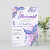 Budget Paarse Zeemeermin Baby shower Invitation (Staand voorkant)
