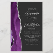 Budget Paarse zilveren agaat Dark QR Code Wedding (Voorkant)