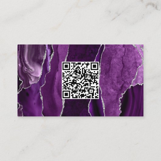 Budget Paarse zilveren agaat Dark Wedding QR-code Informatiekaartje (Achterkant)