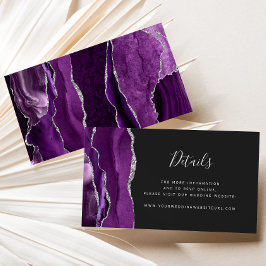 Budget Paarse zilveren agaat Dark Wedding Website Informatiekaartje
