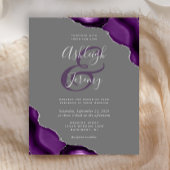 Budget Paarse zilveren agaat grijs bruiloft uitnod