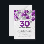 Budget Paarse zilveren ballon glitter 30e verjaard Notitiekaartje<br><div class="desc">Moderne Glam Paars Violet Silver Ballon Glitter Sparkle any Age Birthday</div>