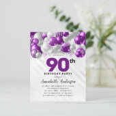 Budget Paarse zilveren ballon glitter 90ste verjaa (Staand voorkant)