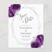 Budget Paarse Zilveren Bloemen Witte Huwelijk (Voorkant)