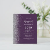 Budget Paarse zilveren glitter 70ste verjaardag ui (Staand voorkant)