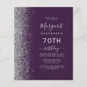 Budget Paarse zilveren glitter 70ste verjaardag ui (Voorkant)