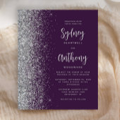 Budget Paarse Zilveren Glitter Calligrafie Wedding