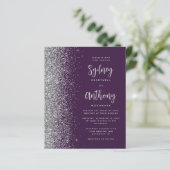 Budget Paarse Zilveren Glitter Calligrafie Wedding (Staand voorkant)