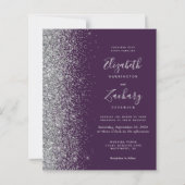 Budget Paarse Zilveren Glitter QR Code Huwelijk (Voorkant)