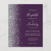 Budget Paarse Zilveren Glitter QR Code Trouw (Voorkant)