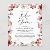 Budget Pachy Pink Floral Baby shower Uitnodiging (Voorkant)