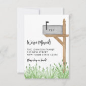 Budget Painted Mailbox Nieuw Adres Moving Mini Notitiekaartje (Voorkant)