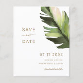 Budget Palm Leaf Tropical Save The Date Kaart (Voorkant)