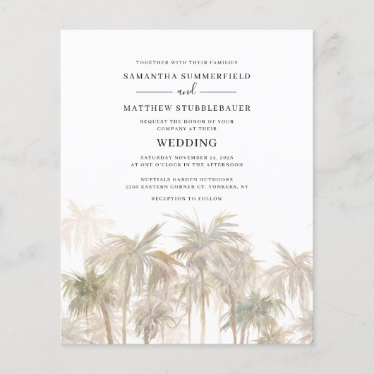 Budget Palm Trees Coastal Wedding (Voorkant)