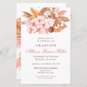 Budget Pampas Blush Graduparty Uitnodiging (Voorkant / Achterkant)