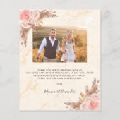 Budget pampas foto marmer bruiloft bedankt (Achterkant)