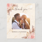 Budget pampas foto marmer bruiloft bedankt (Voorkant)