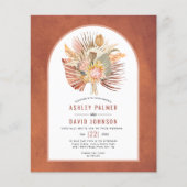 BUDGET Pampas gracotta bruiloft uitnodiging (Voorkant)