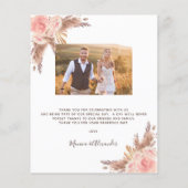 Budget pampas gras foto bruiloft bedankt (Achterkant)